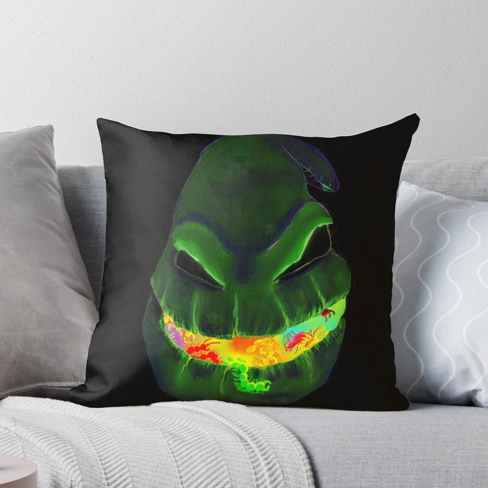 Oogie Boogie themed plush throw pillow featuring the iconic villain from Nightmare Before Christmas