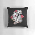 Opossum tattoo pillow with the text "Live fast, eat trash, scream at own ass