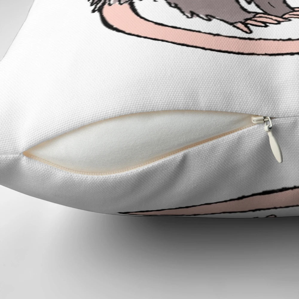 Opossum themed decorative pillow with "Live Laugh Love" text