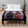 Oracular Spectacular inspired plush blanket featuring MGMT band logo and album artwork