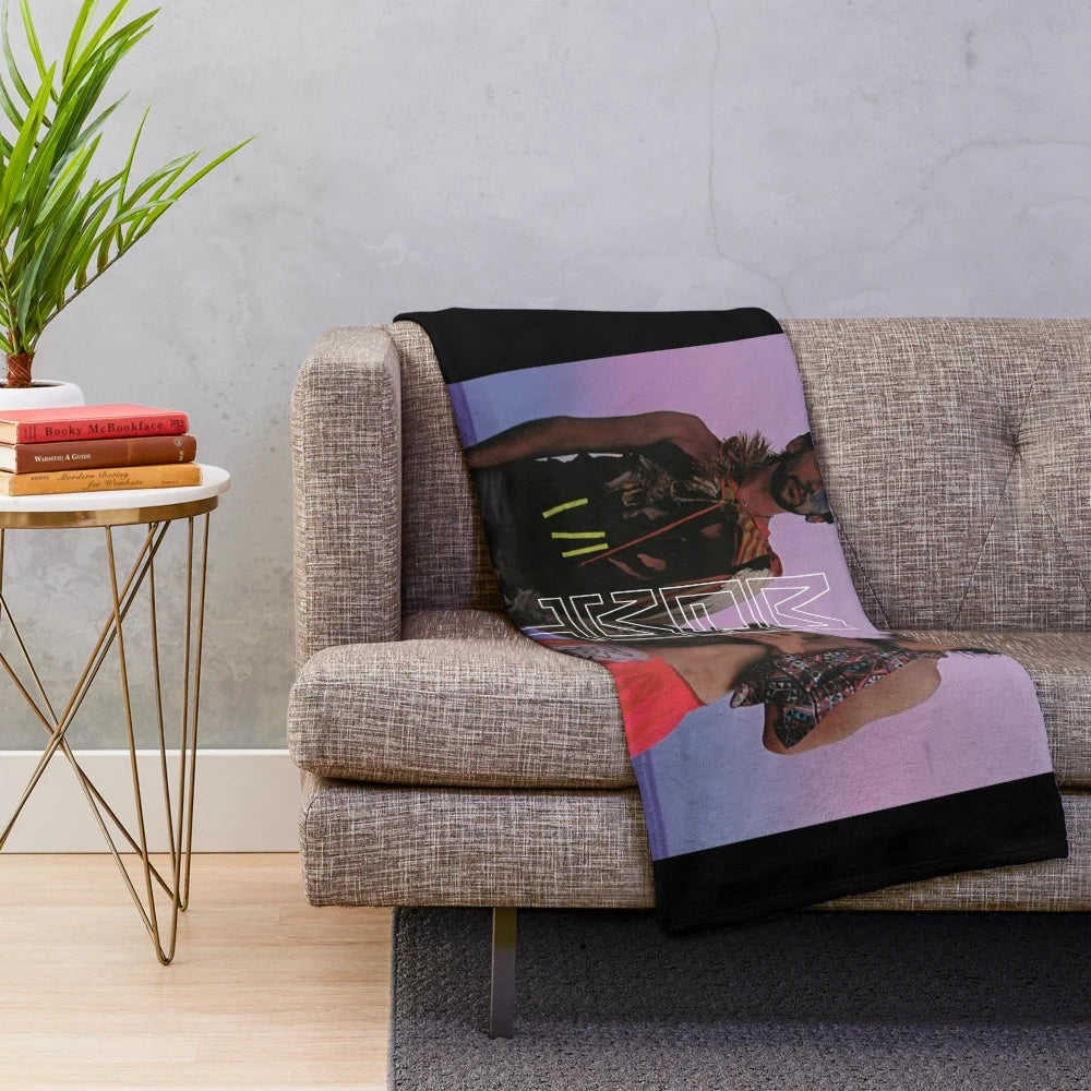 Oracular Spectacular inspired plush blanket featuring MGMT band logo and album artwork