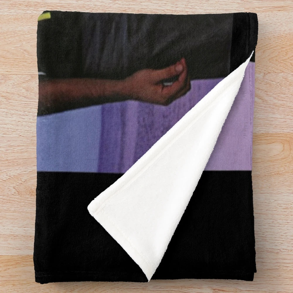 Oracular Spectacular inspired plush blanket featuring MGMT band logo and album artwork