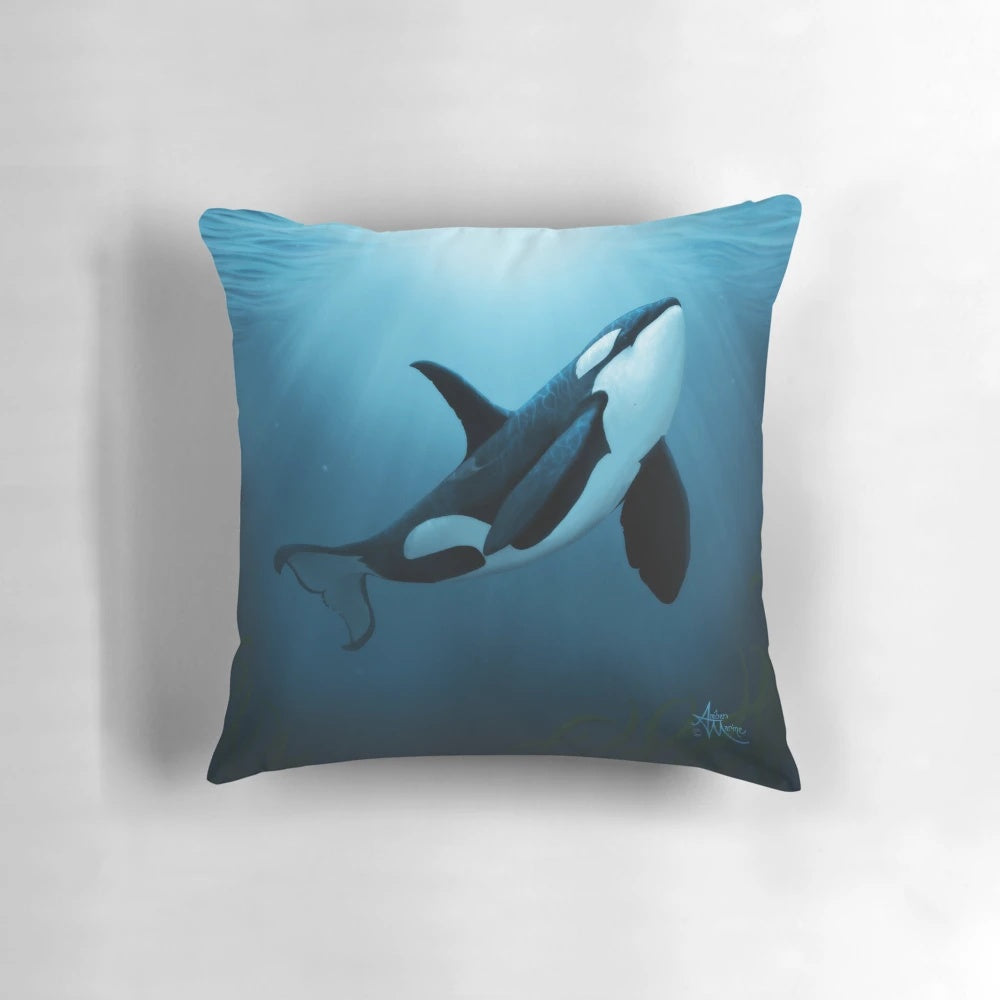 Stunning digital painting of an orca or killer whale titled "The Dreamer" by artist Amber Marine.