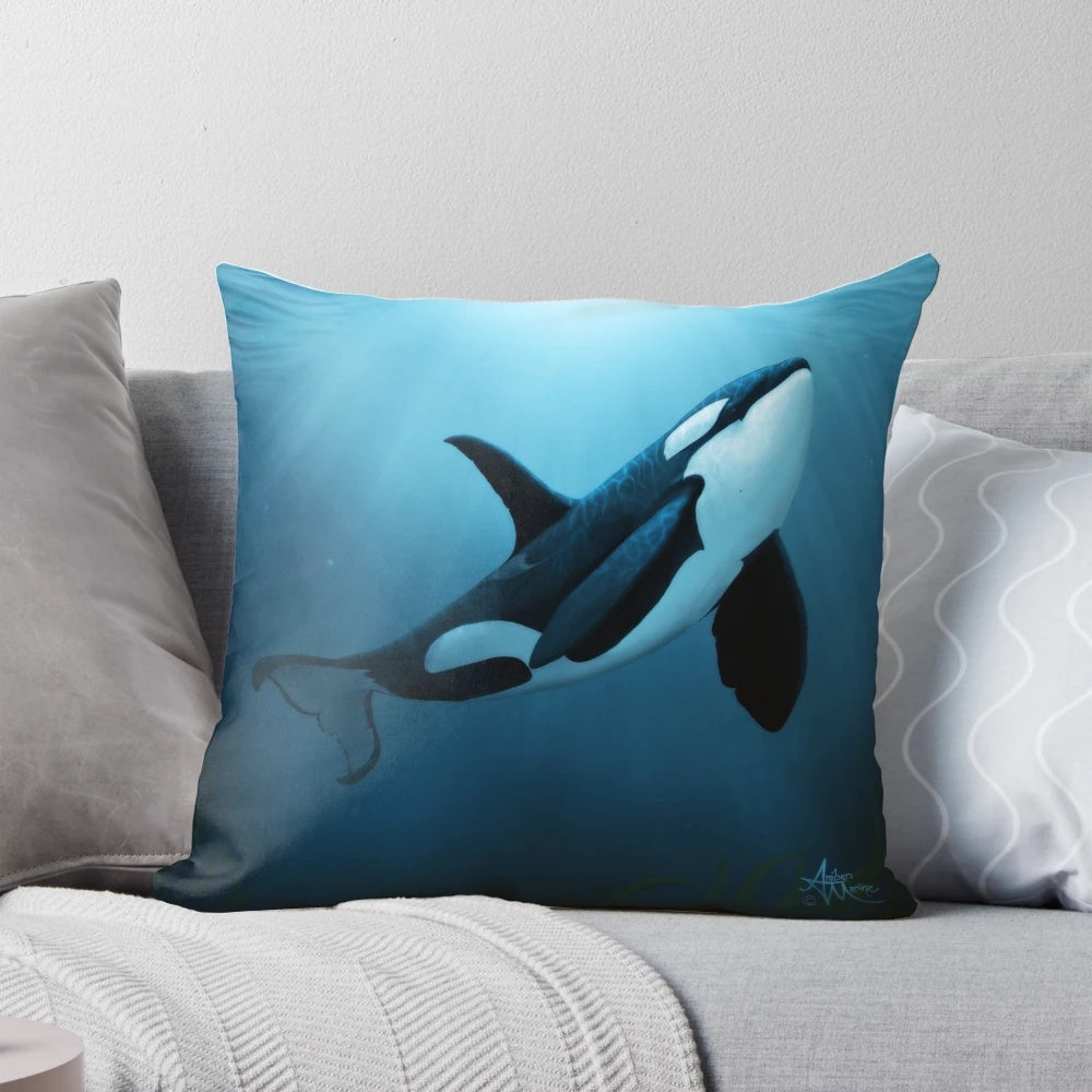 Stunning digital painting of an orca or killer whale titled "The Dreamer" by artist Amber Marine.