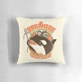 Plush Orcanize-branded pillow featuring a killer whale design