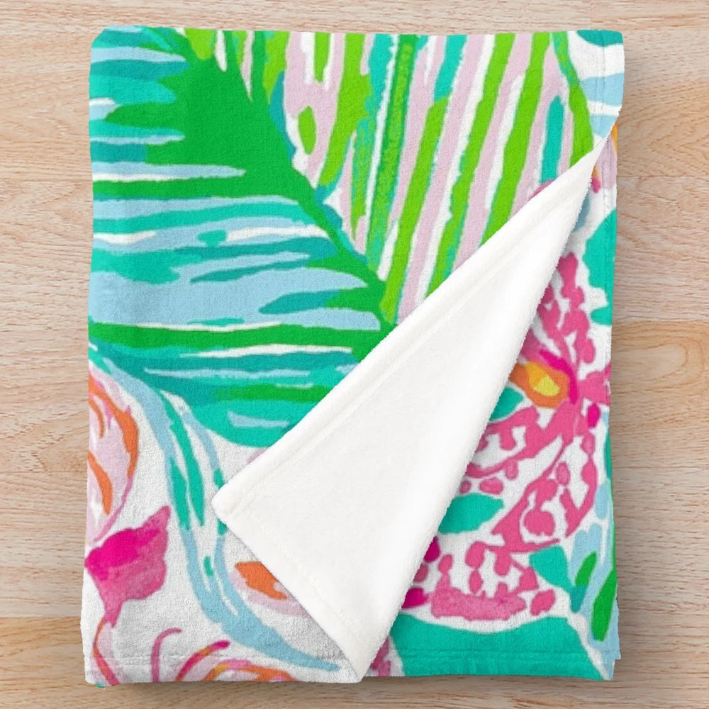 Orchid summer plush blanket with modern geometric pattern