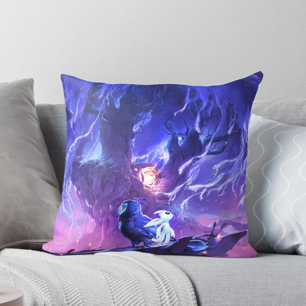 Ori and the Will of the Wisps Pillow featuring the character Ori in a beautiful, light burst design.