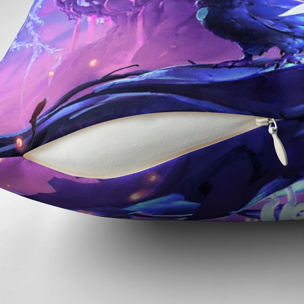 Ori and the Will of the Wisps Pillow featuring the character Ori in a beautiful, light burst design.