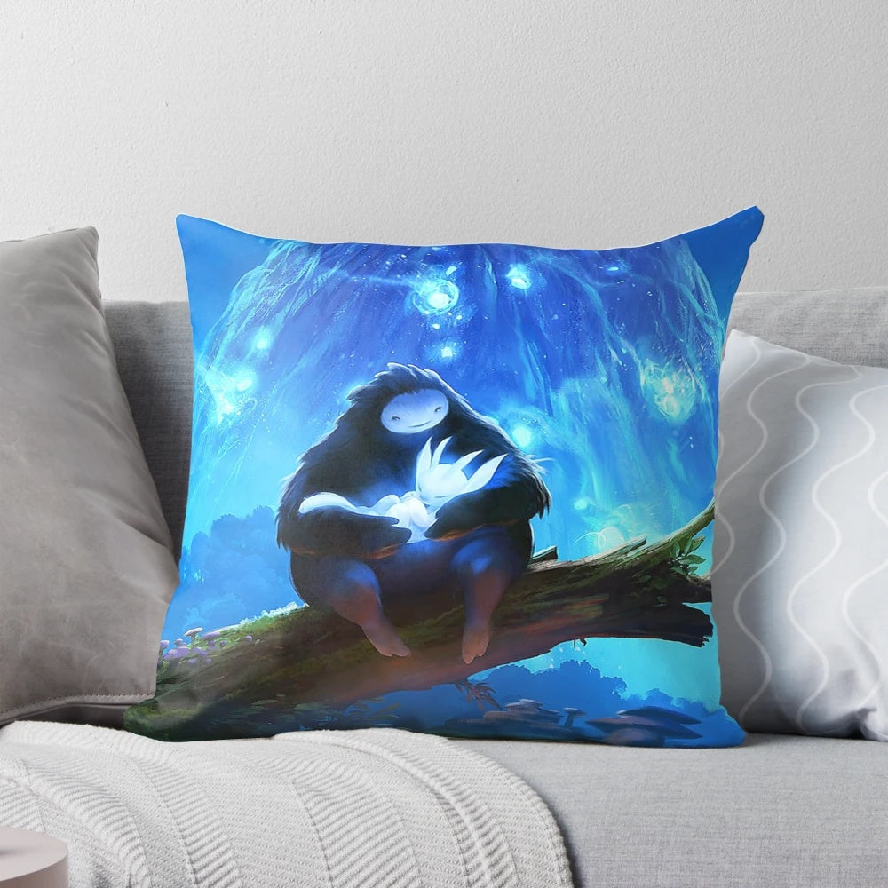 Ori and the Blind Forest-themed pillow featuring the game's signature art style and characters