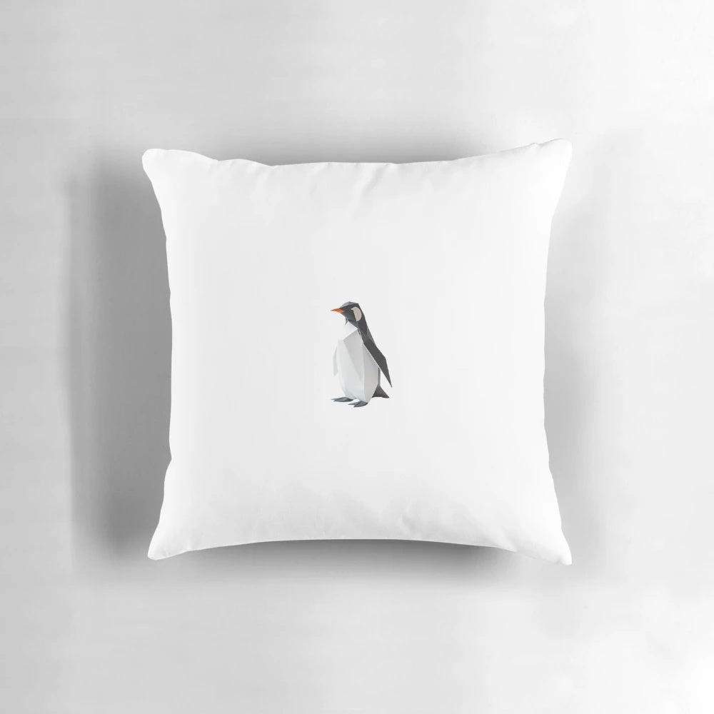 Soft, white and black origami penguin plush pillow for winter home decor