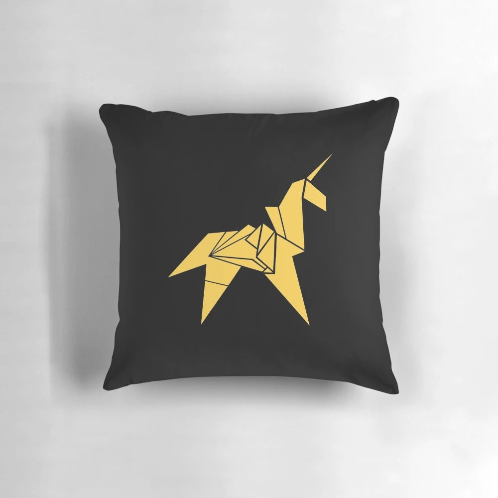 Pillow featuring an origami unicorn design inspired by the Blade Runner movie.