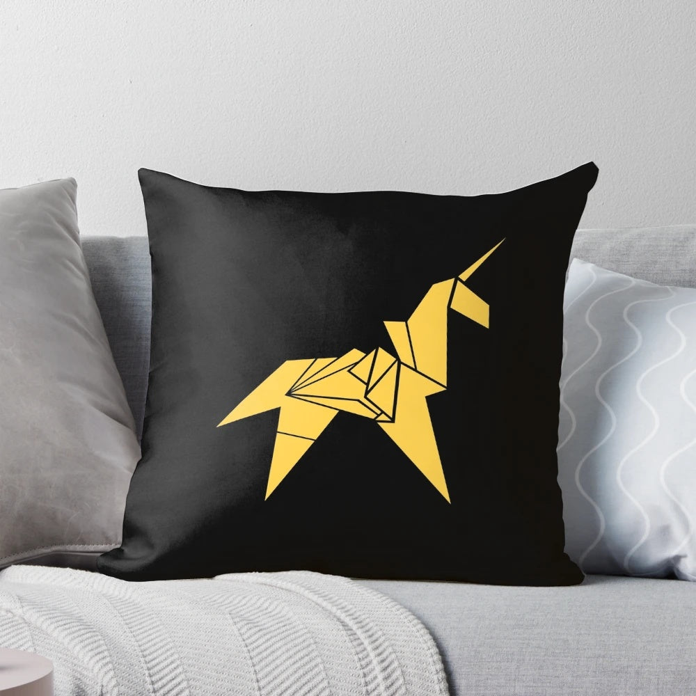 Pillow featuring an origami unicorn design inspired by the Blade Runner movie.