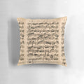 Original handwritten sheet music pillow featuring the compositions of classical composer Johann Sebastian Bach