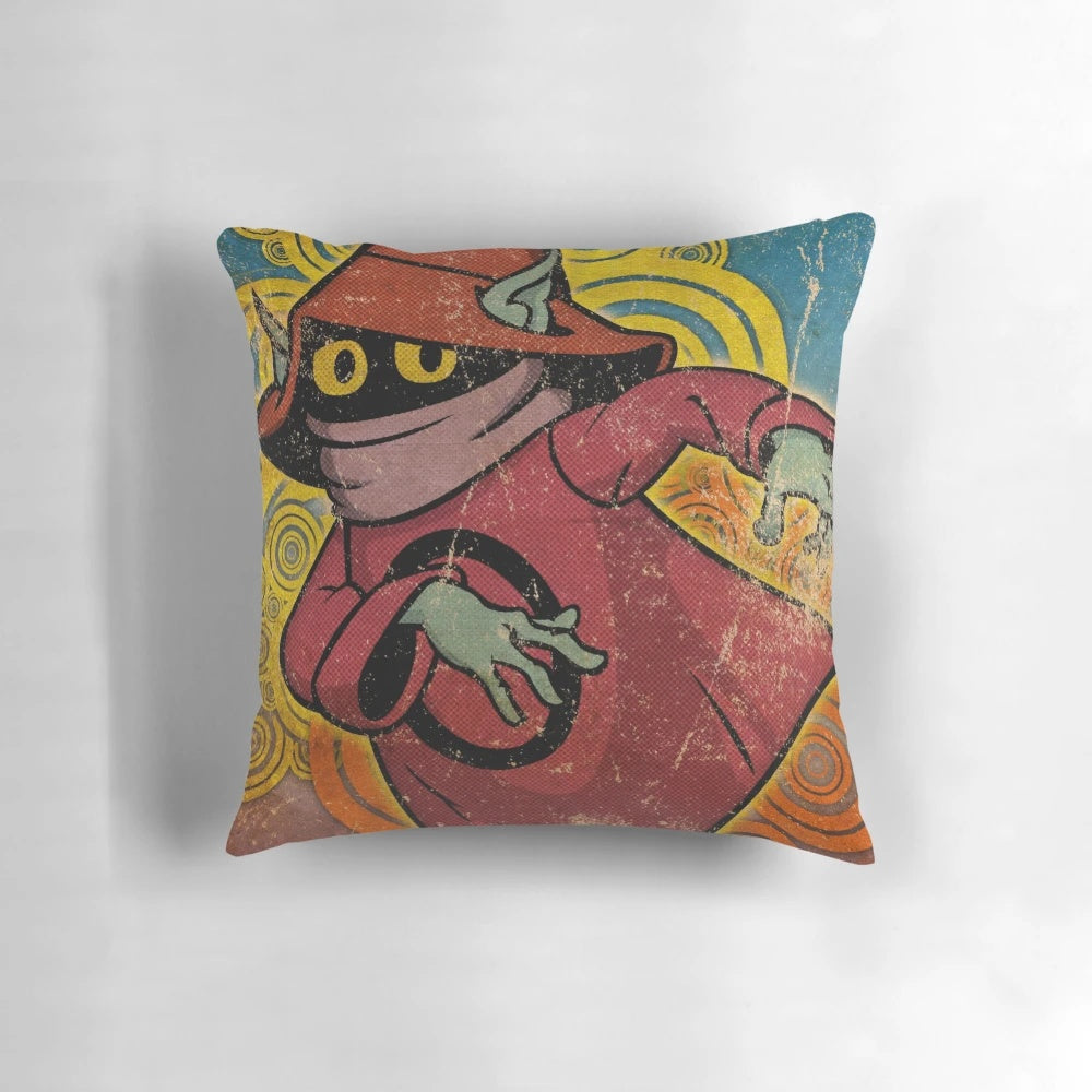Decorative pillow featuring Orko, the magical imp from the Masters of the Universe franchise