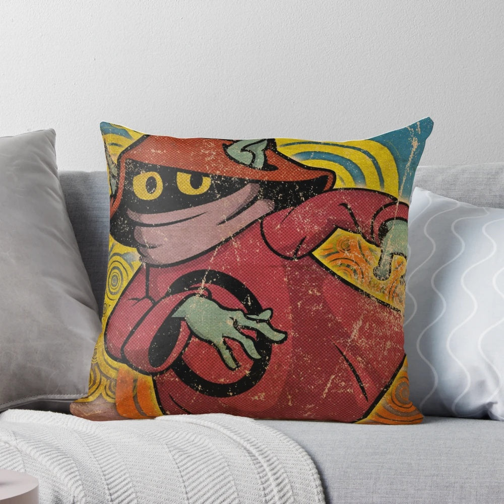 Decorative pillow featuring Orko, the magical imp from the Masters of the Universe franchise