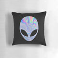 Vibrant pillow with an extraterrestrial design, perfect for adding a touch of the cosmic to any space.