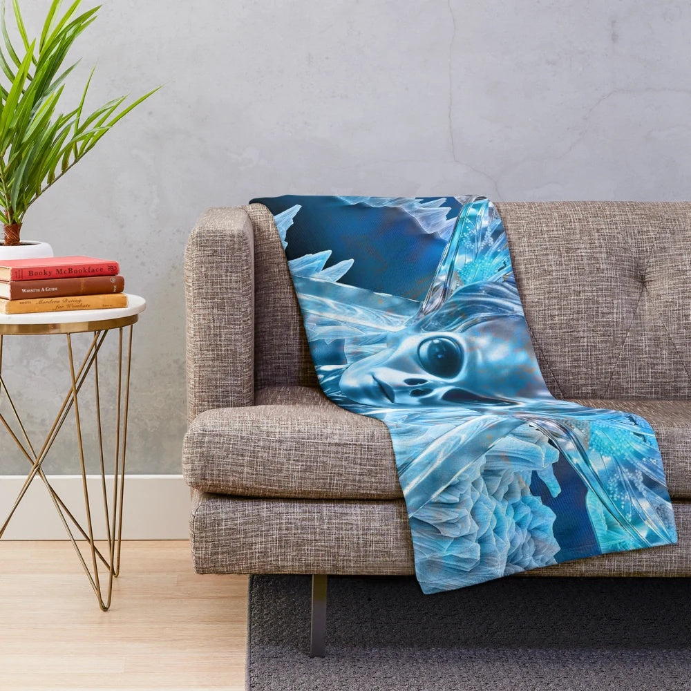 Colorful alien-themed plush blanket with sci-fi and fantasy design