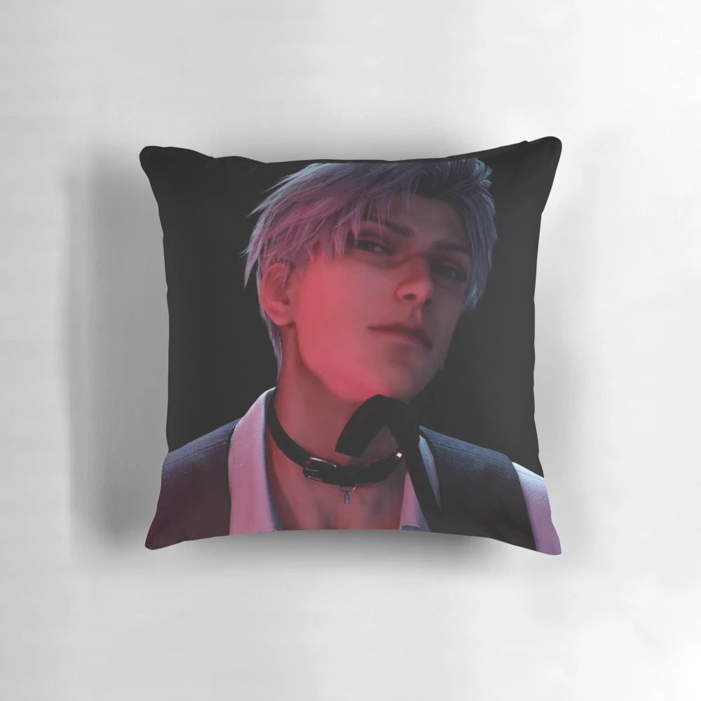 Cozy pillow featuring a sci-fi inspired romantic illustration