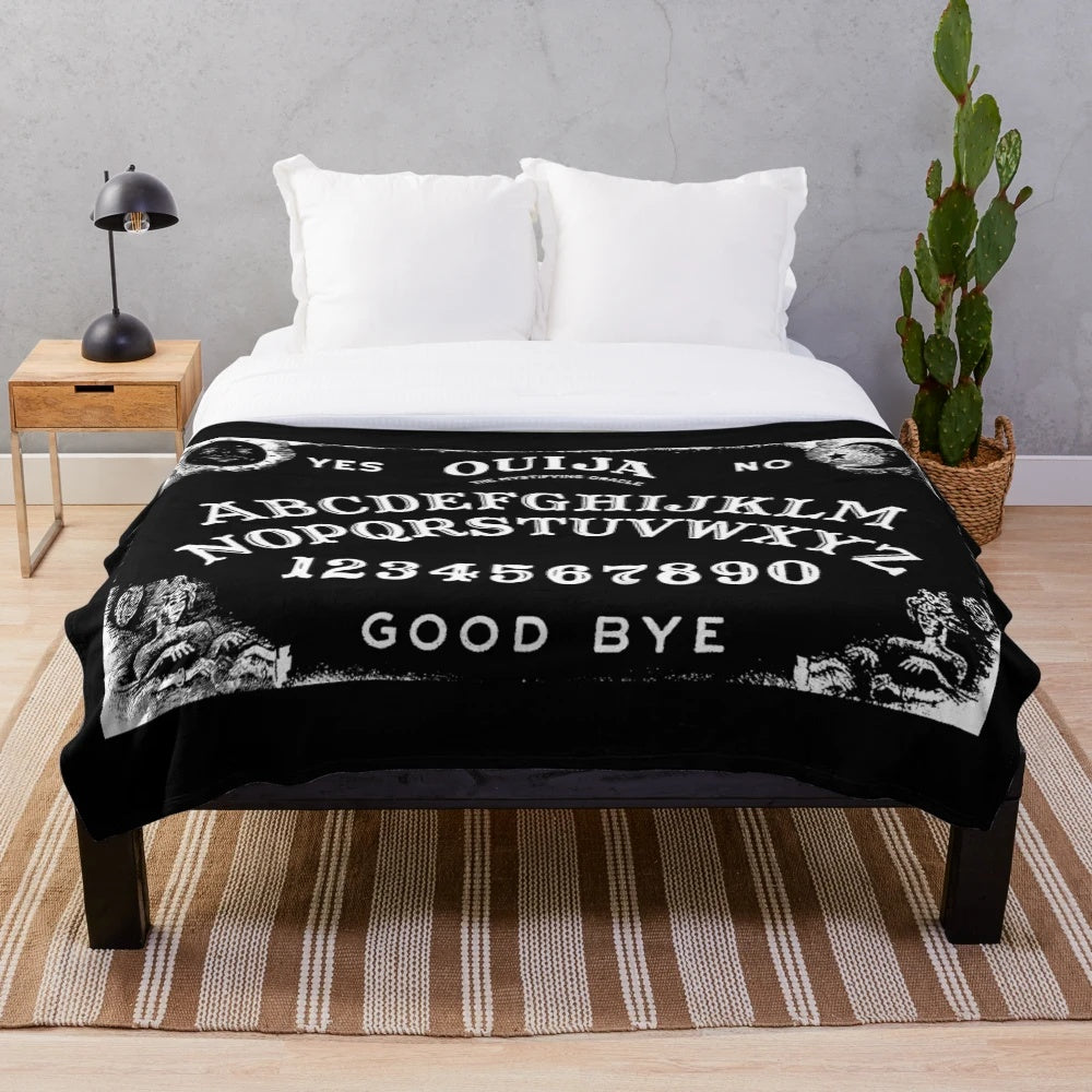 Ouija Inspired Plush Throw Blanket for Paranormal and Supernatural Enthusiasts