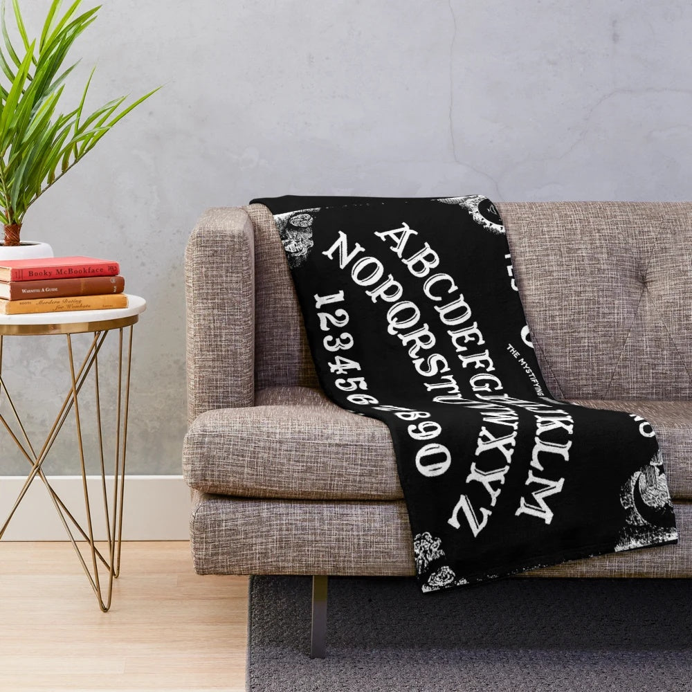 Ouija Inspired Plush Throw Blanket for Paranormal and Supernatural Enthusiasts