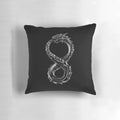 Ouroboros pillow featuring a detailed illustration of the mythical ouroboros snake devouring its own tail, symbolizing the cyclical nature of life.