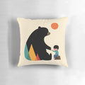 Soft and cozy pillow featuring a nature-inspired bear and mountain landscape design