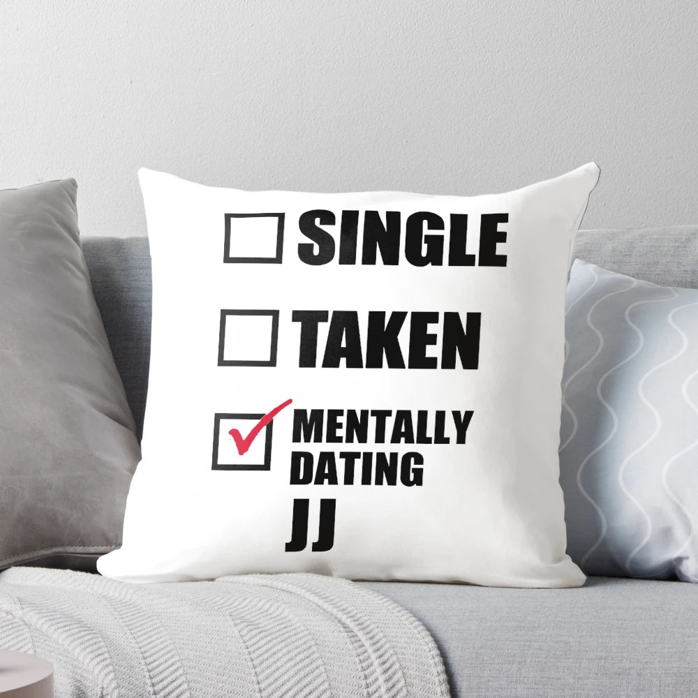 Outer Banks JJ Pankow themed pillow with "Mentally Dating JJ" text