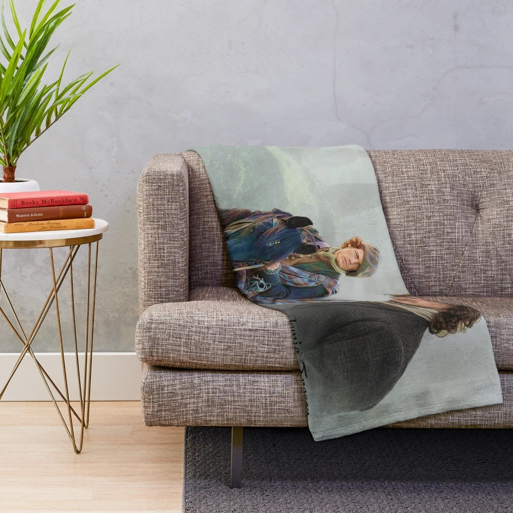 Outlander-inspired plush blanket featuring the highland warrior Jamie Fraser