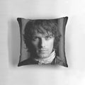 Outlander inspired Jamie Fraser pillow featuring the beloved character from the popular TV series.