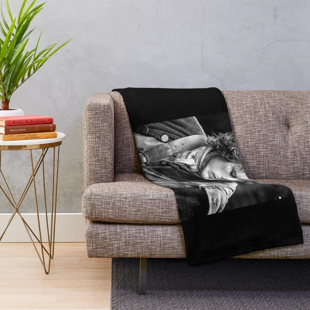 Outlander-inspired plush blanket featuring Jamie Fraser