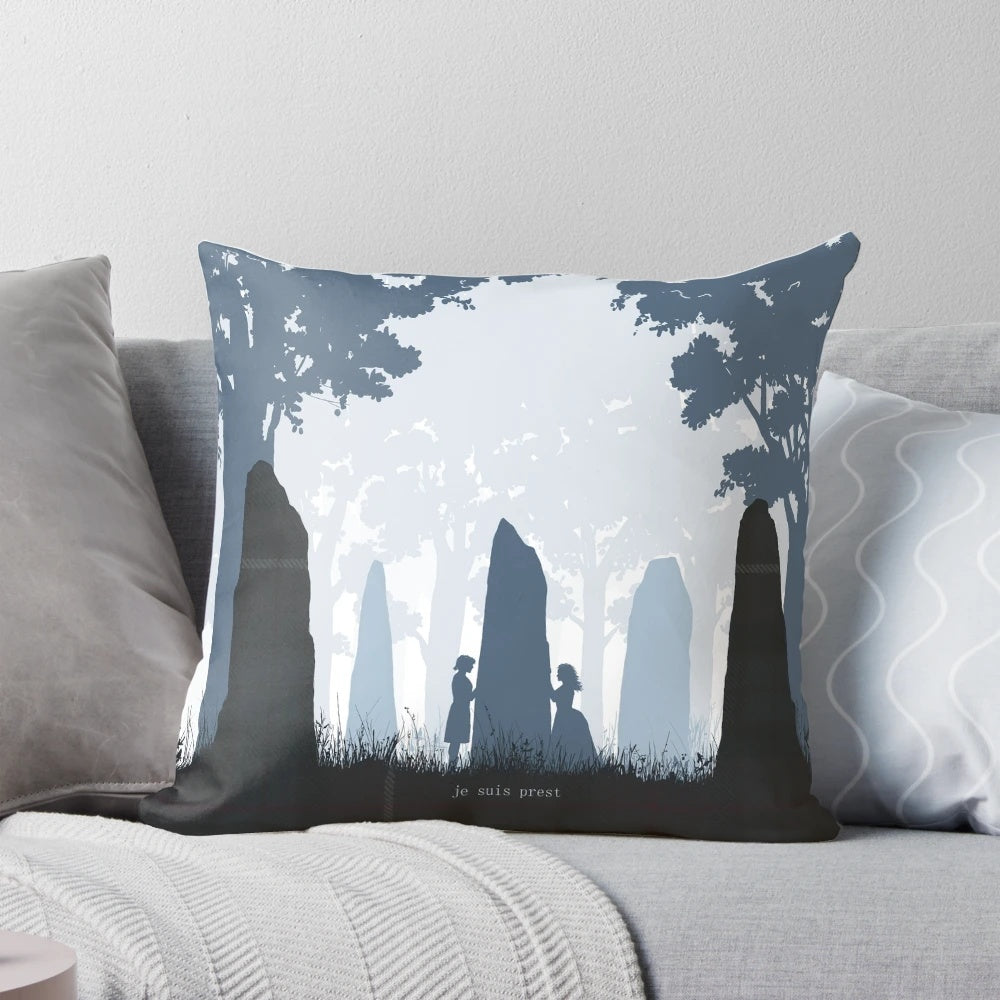 Outlander-themed Je Suis Prest pillow with Scottish tartan design