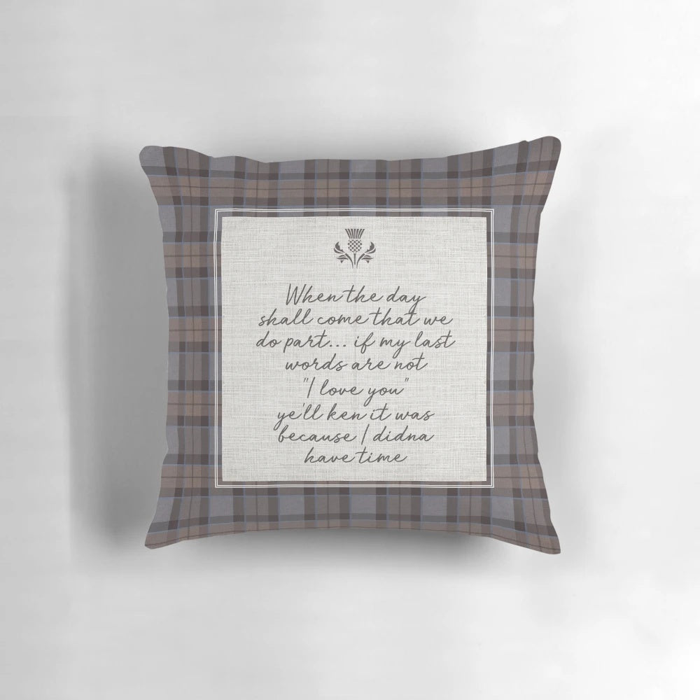Outlander-inspired pillow featuring the show's iconic tartan patterns
