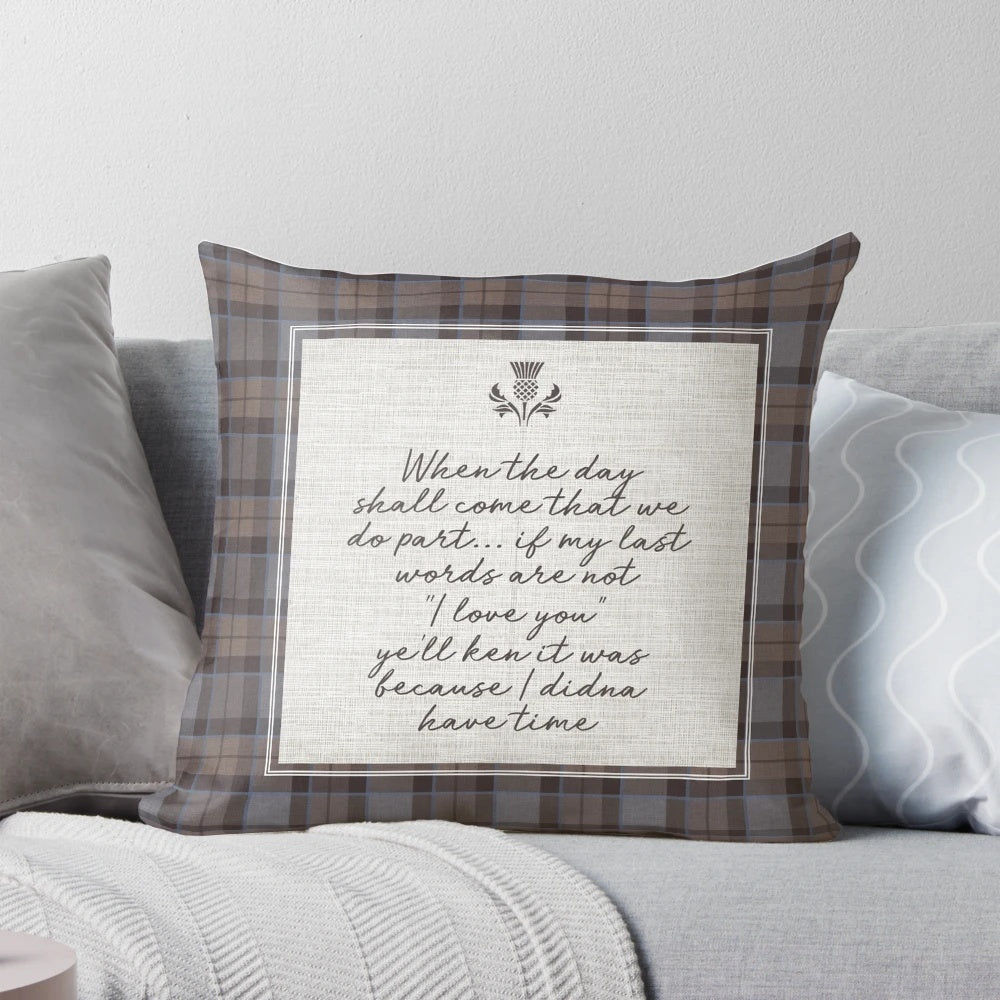 Outlander-inspired pillow featuring the show's iconic tartan patterns
