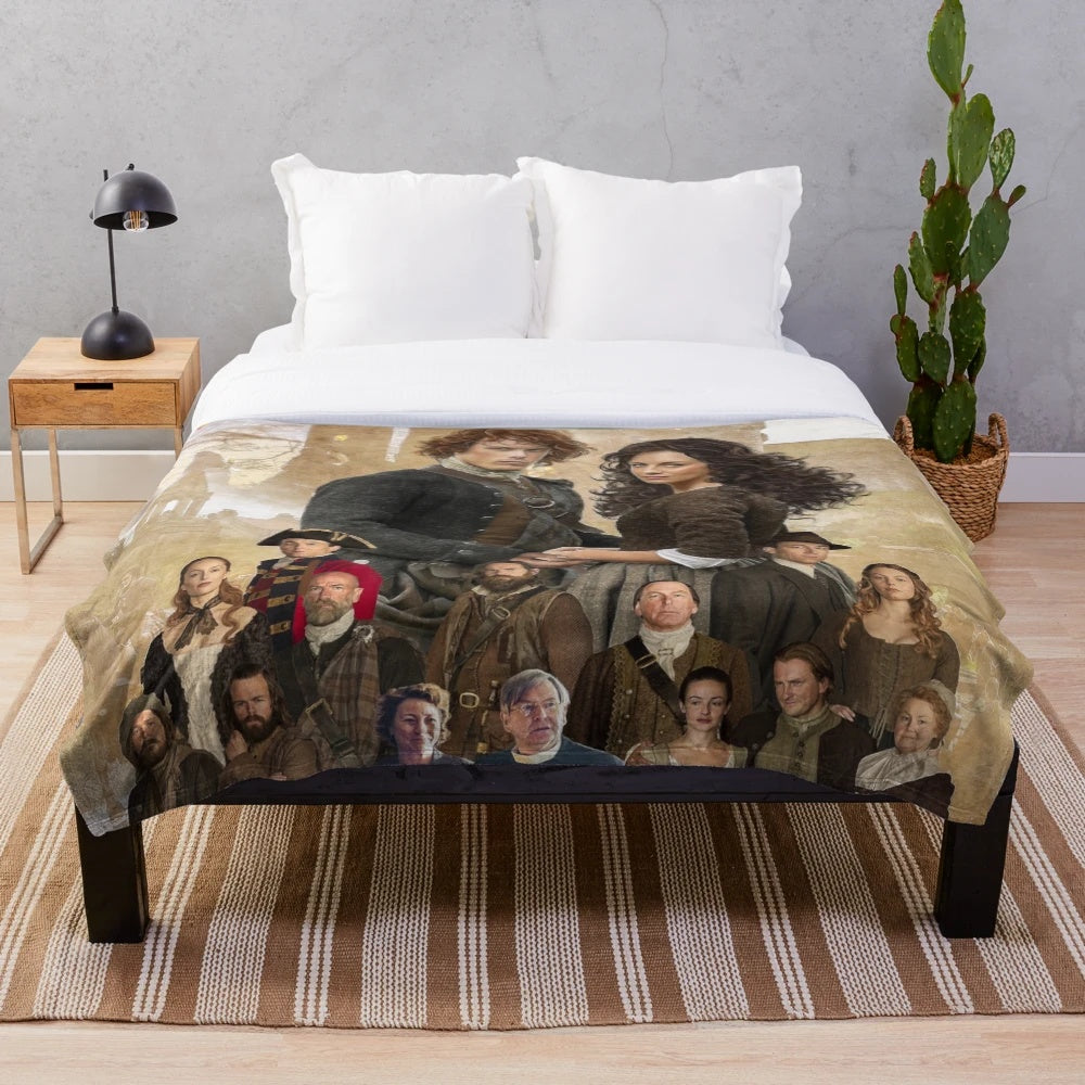 Outlander-inspired plush blanket with intricate designs