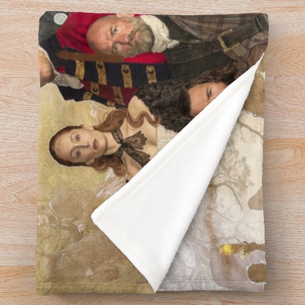 Outlander-inspired plush blanket with intricate designs