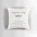 Soft, dark-colored pillow with embroidered 'Sing Me a Song' text, inspired by the Outlander series.