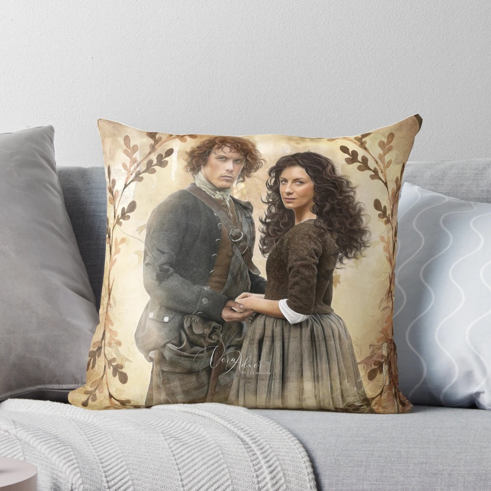 Outlander show pillow featuring the iconic tartan pattern from the Starz TV series
