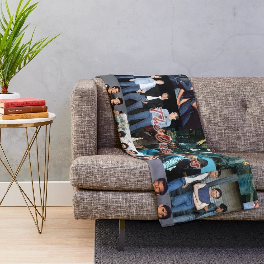 Plush blanket featuring a collage of scenes from the classic film "The Outsiders