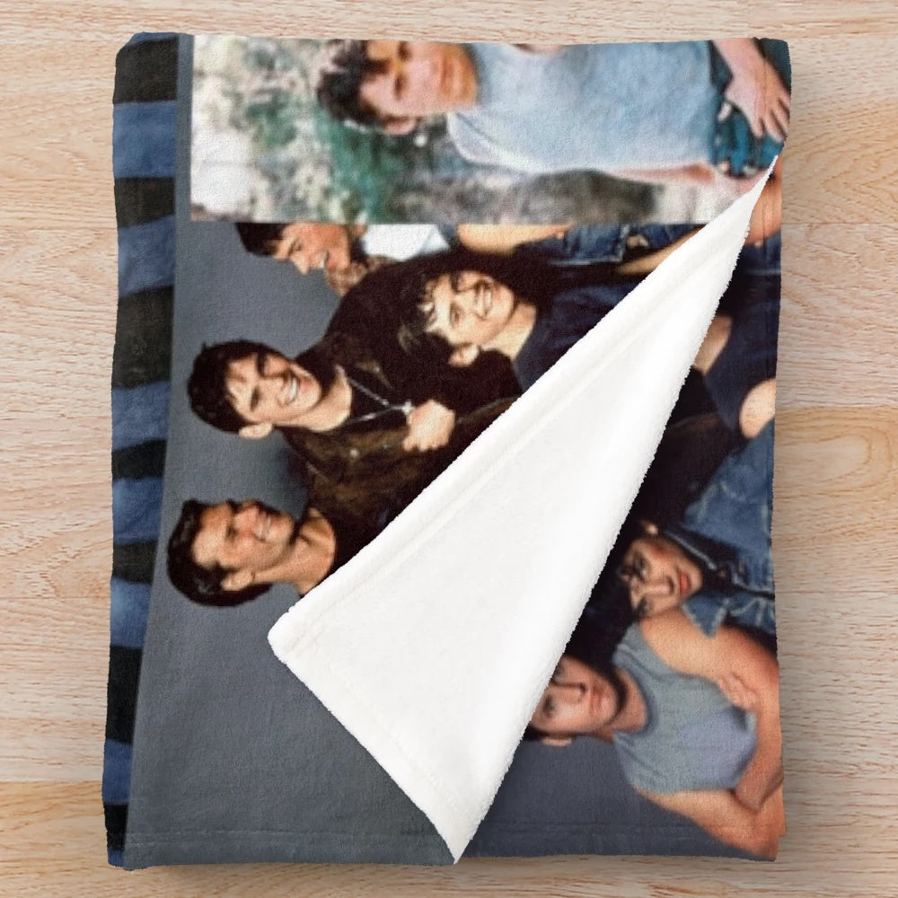 Plush blanket featuring a collage of scenes from the classic film "The Outsiders
