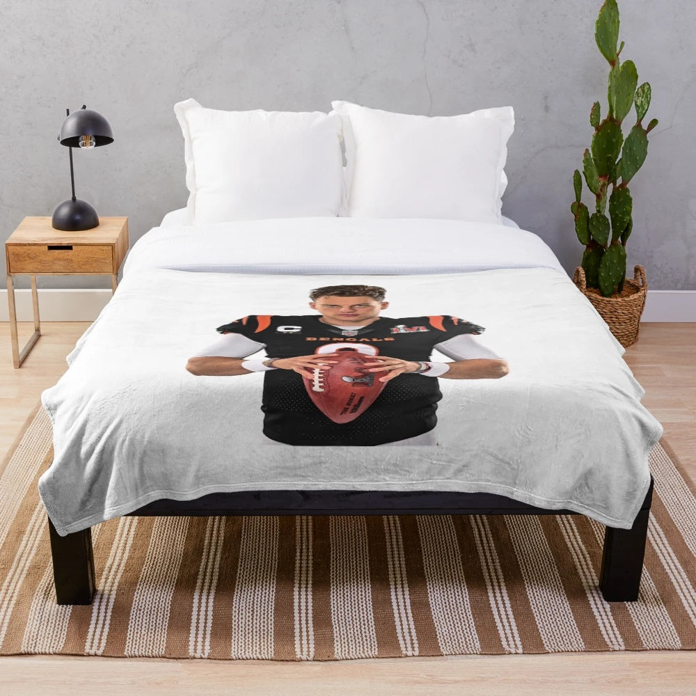 Overcome Yourself Joe Burrow Inspired Plush Blanket with Football Passion Graphics