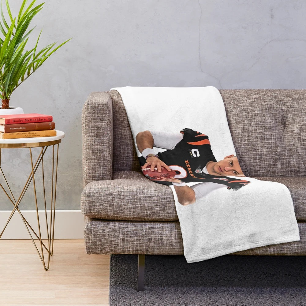 Overcome Yourself Joe Burrow Inspired Plush Blanket with Football Passion Graphics