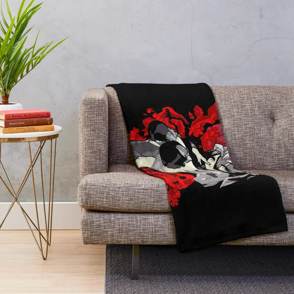 Overlord plush blanket featuring characters from the popular anime series