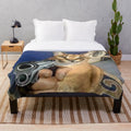 Oversized plush blanket with image of Big Floppa, a popular Russian cat meme