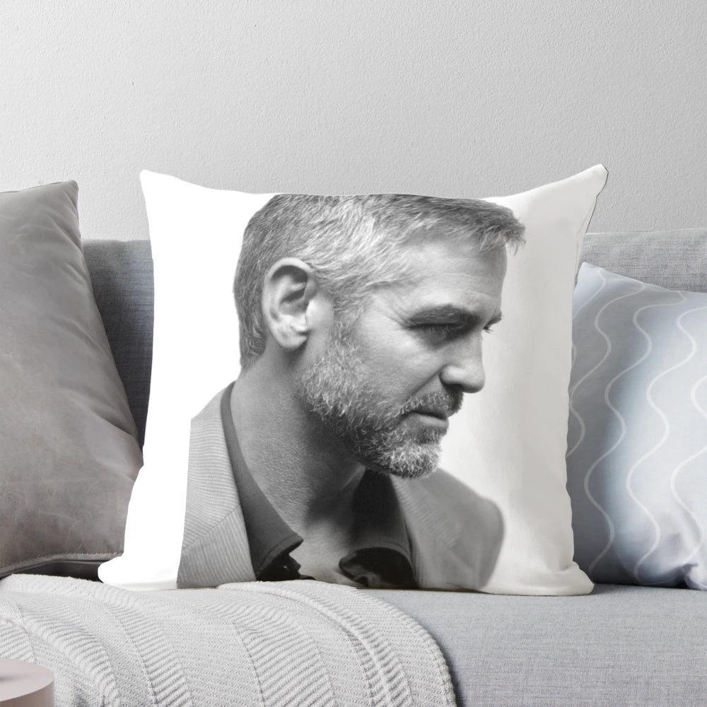 Soft, large George Clooney-themed pillow for home decor