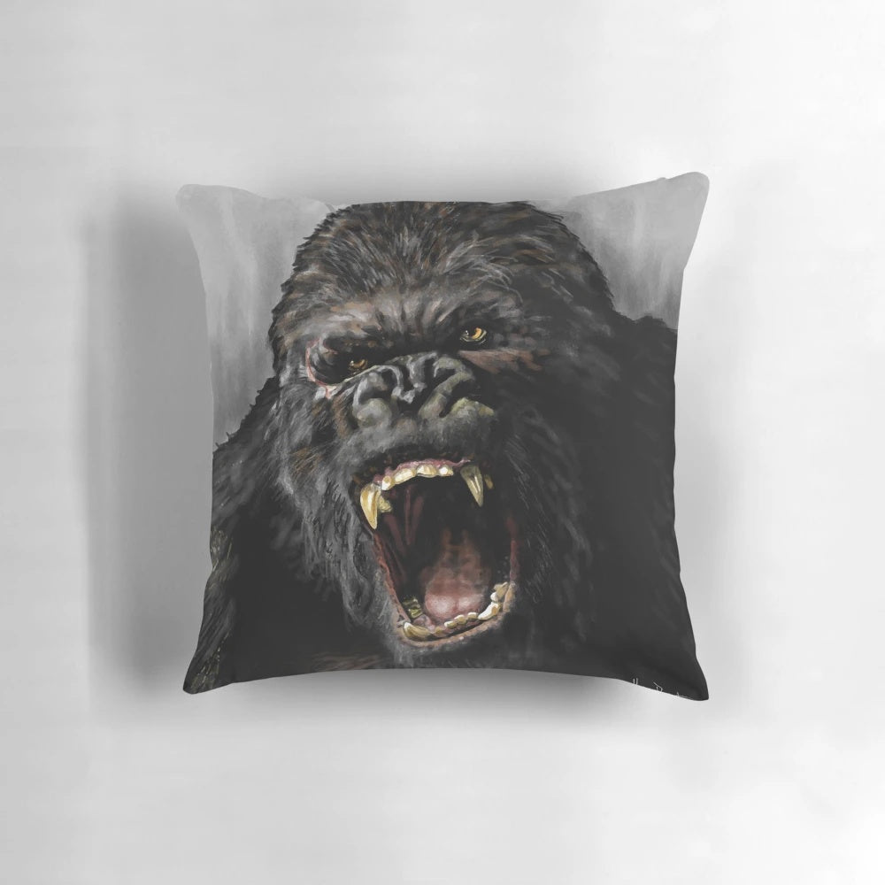 Oversized plush pillow in the shape of a giant ape, inspired by classic movie characters