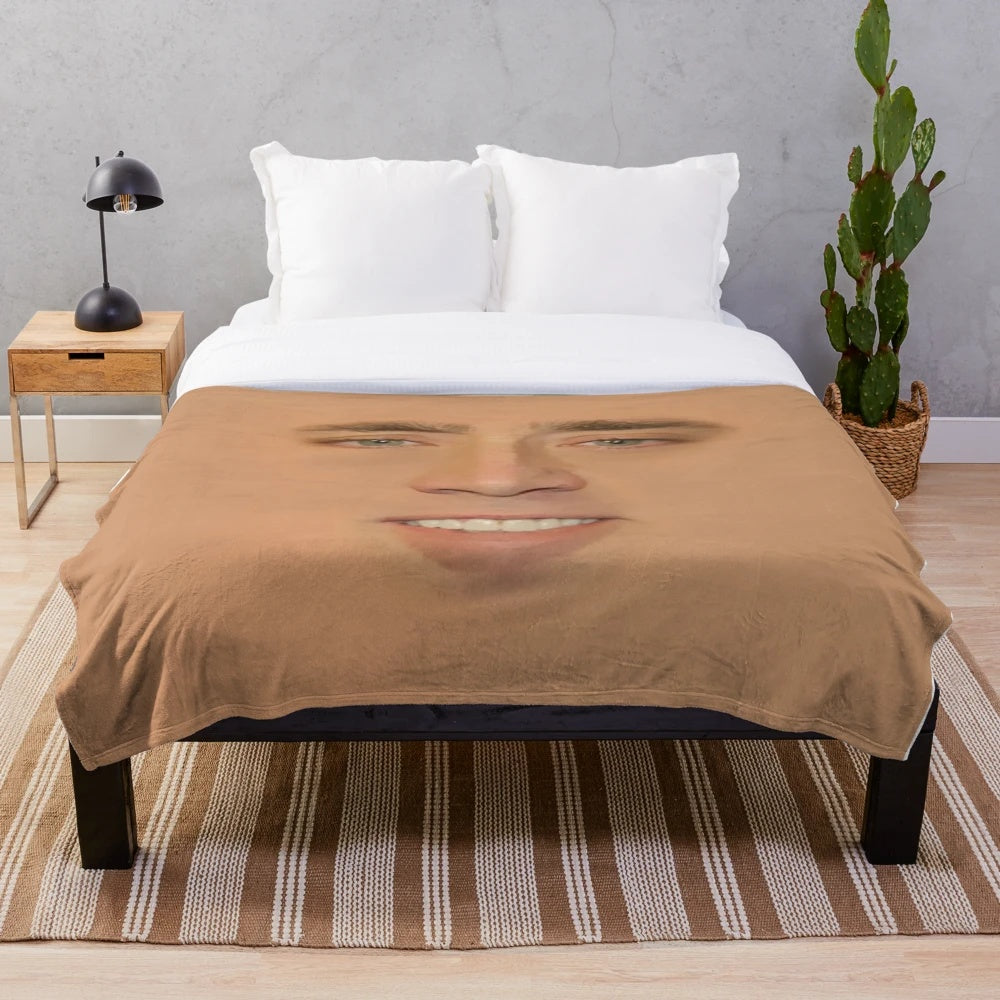 Massive Nicolas Cage face plush blanket for home decor