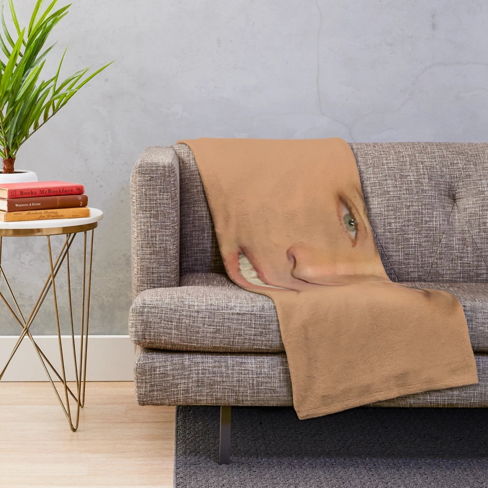 Massive Nicolas Cage face plush blanket for home decor