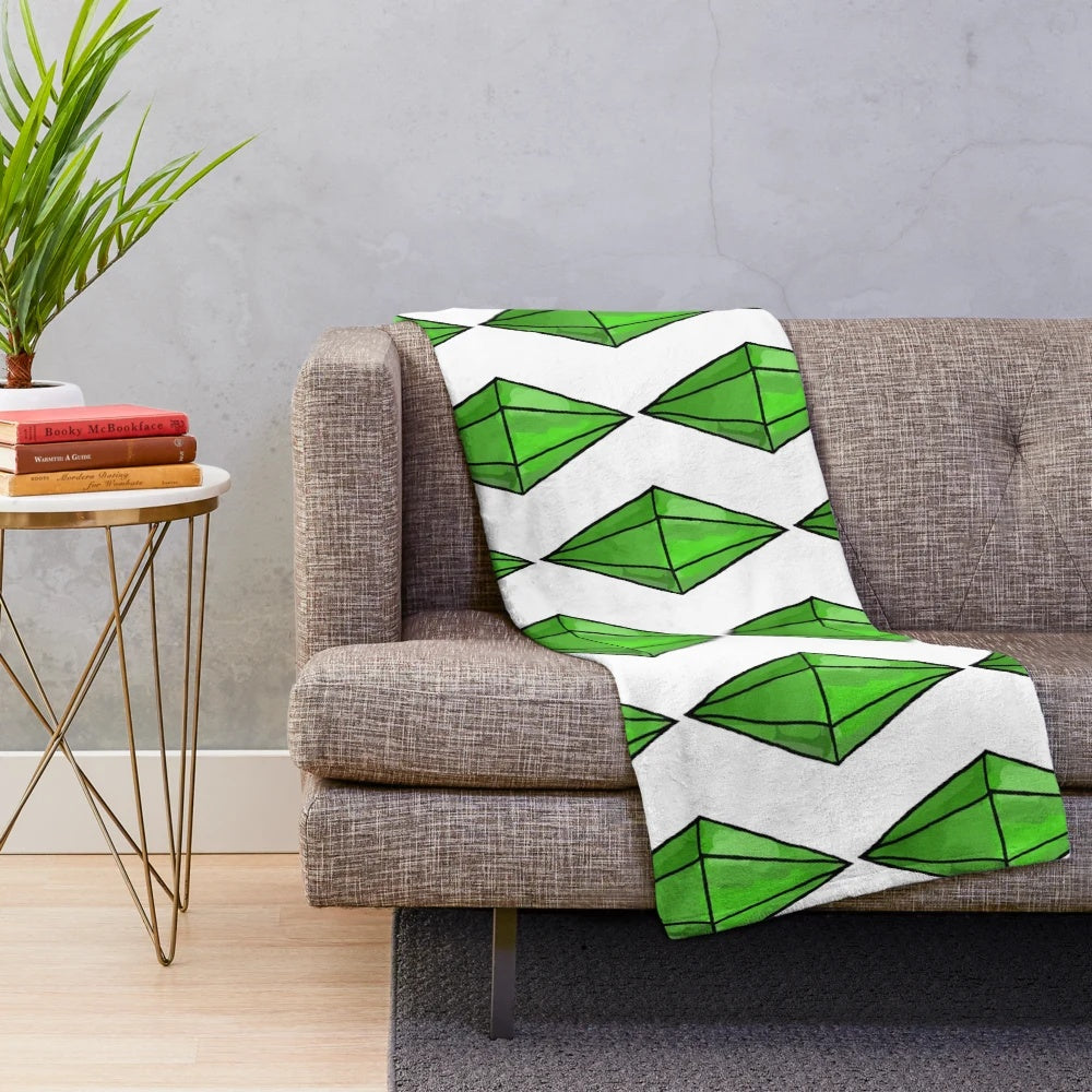 Oversized plush blanket with a giant plumbob design, ideal for Sims fans