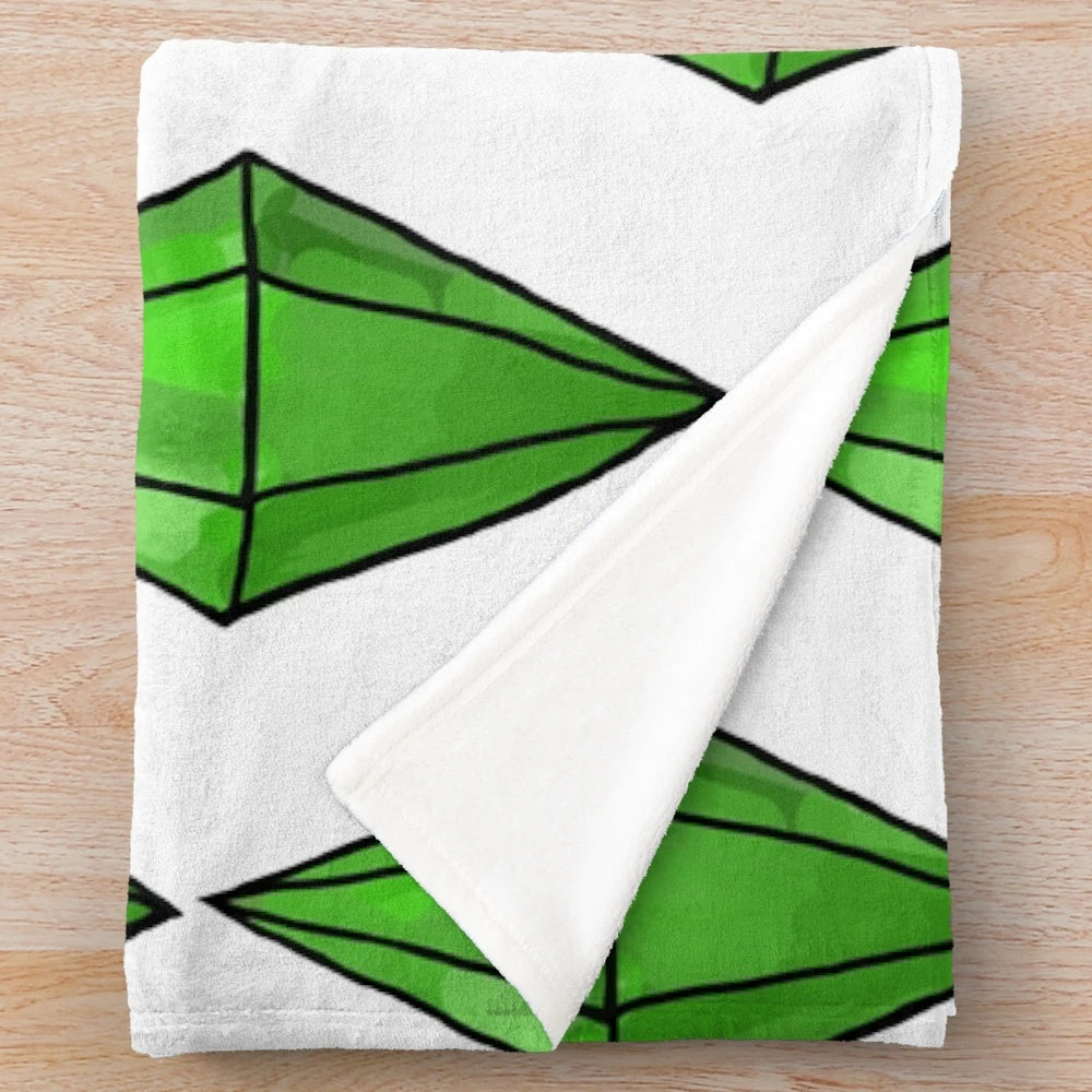 Oversized plush blanket with a giant plumbob design, ideal for Sims fans