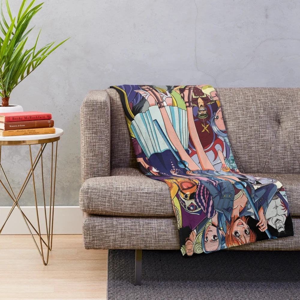 Oversized plush blanket featuring One Piece anime characters and friends